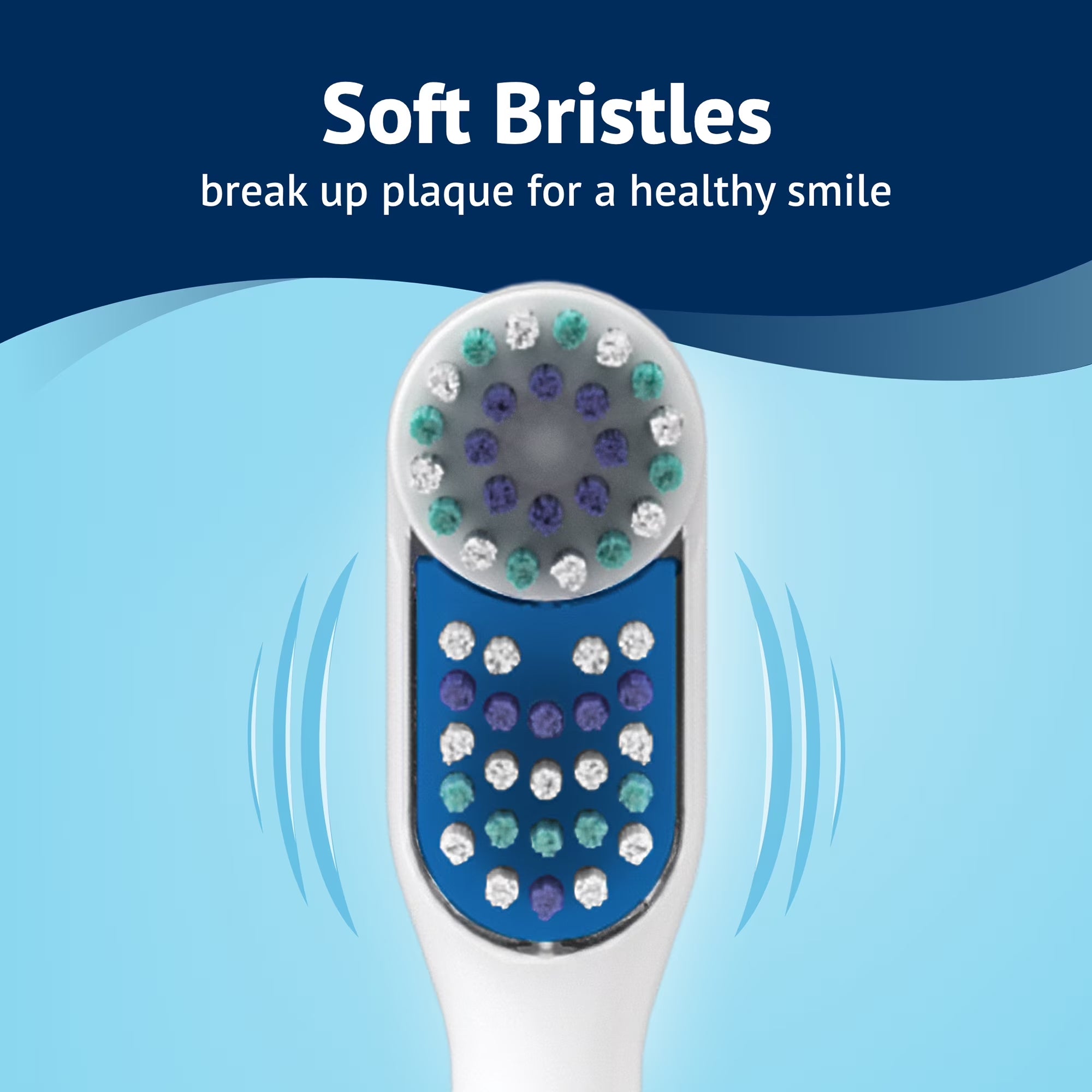 Advanced Dual Action Battery-Powered Electric Toothbrush with 2 Replacement Heads, White