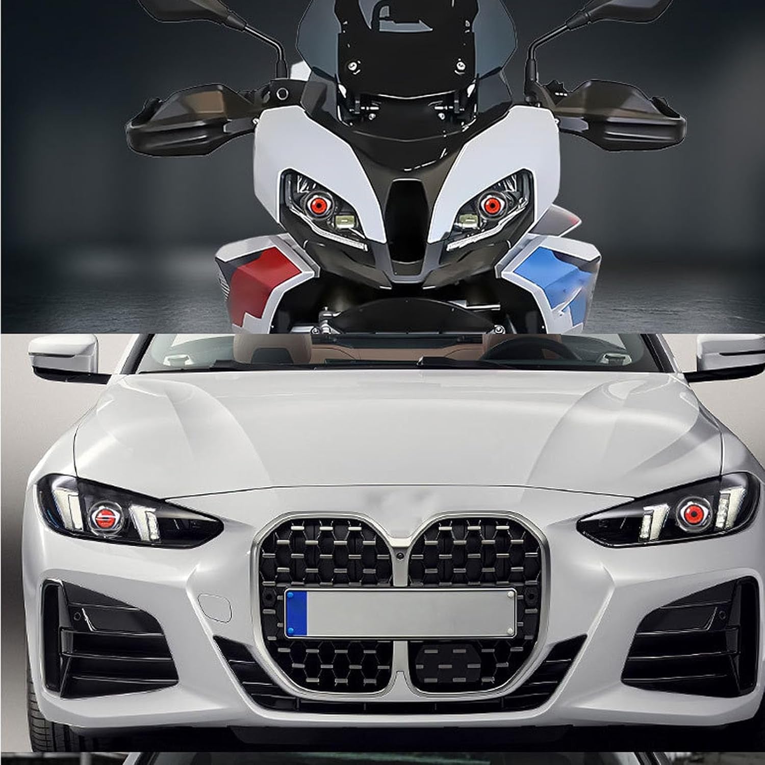 Dynamic Big Eye Ball Fog Lights, LED Adjustable Color 12V Devil Eyes with Lens Light up Big Eyeball Lights for Car for Any Car Model (2Pcs) Lens Style