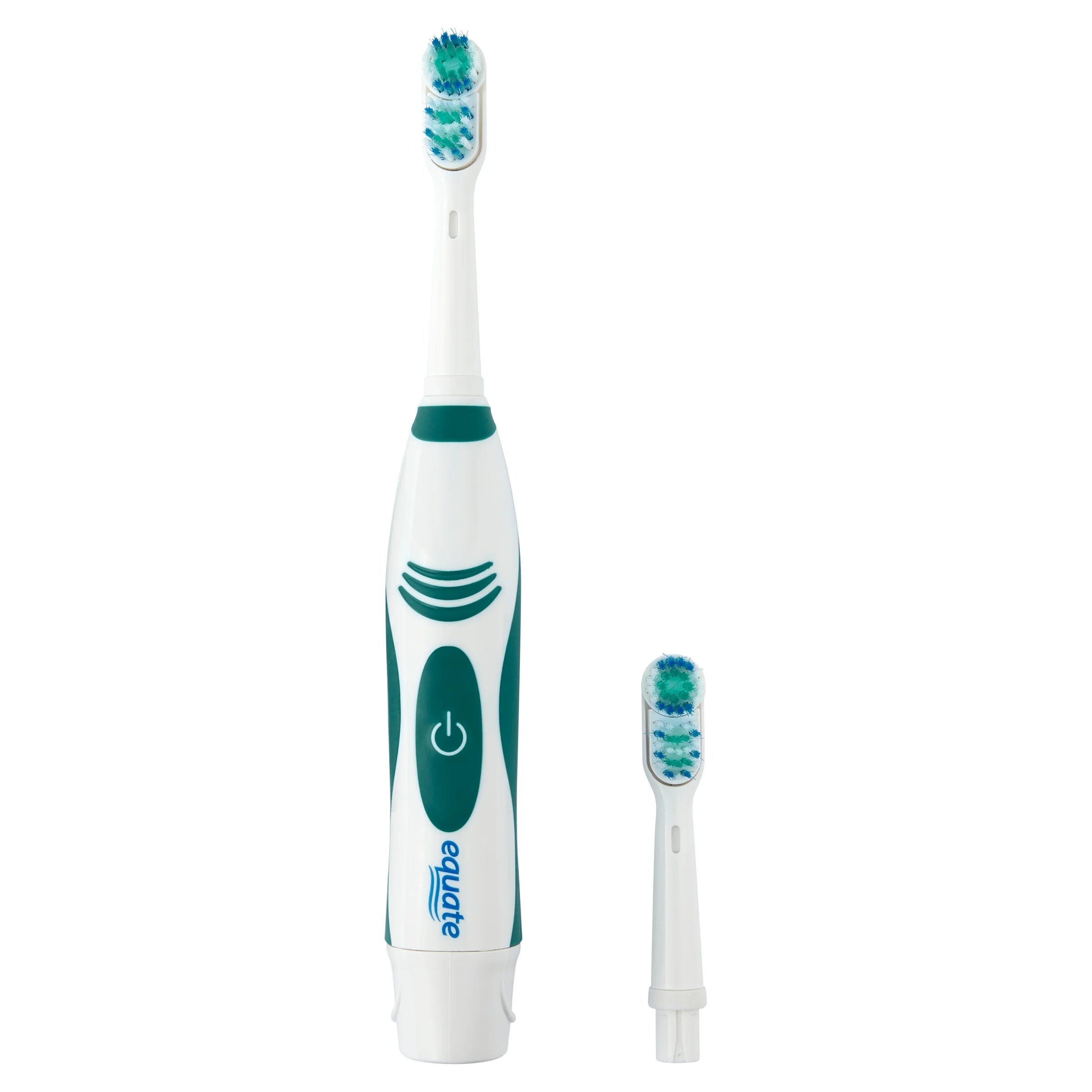 Advanced Dual Action Battery-Powered Electric Toothbrush with 2 Replacement Heads, White