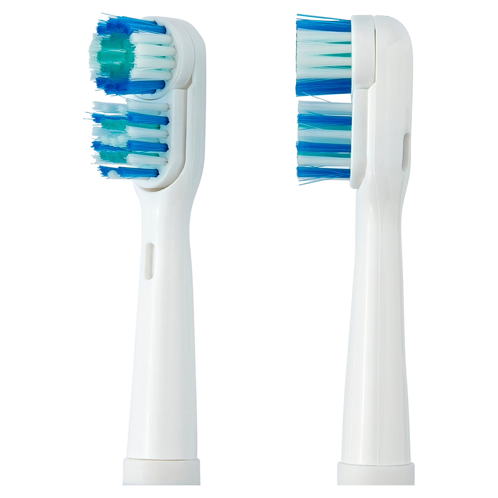 Advanced Dual Action Battery-Powered Electric Toothbrush with 2 Replacement Heads, White