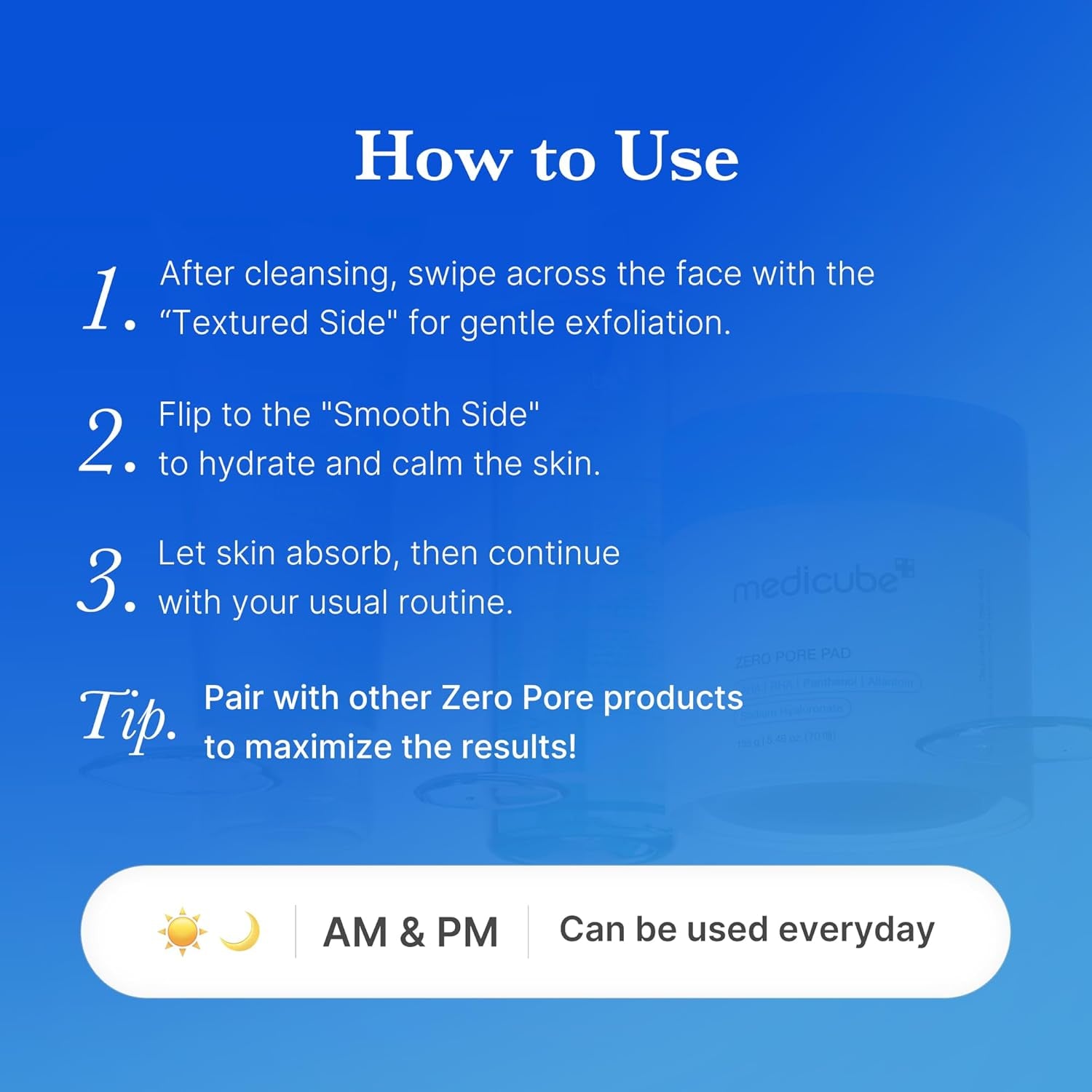 Toner Pads Zero Pore Pad 2.0 | Dual-Textured Facial Pad for Exfoliation and Pore Care with 4.5% AHA Lactic Acid, 0.45% BHA Salicylic Acid | Ideal for All, Korean Skin Care, 70 Pads (1 Pack)
