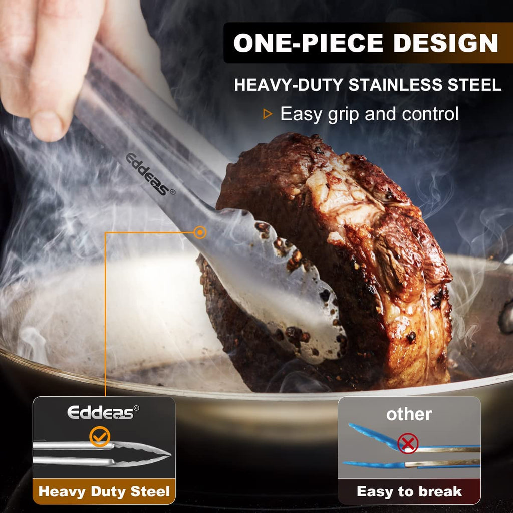 Tongs for Cooking up to 600 °F Metal Kitchen Tongs 3PCS 7,9,12 Inch | Heat Resistant 600 Degrees Stainless Steel,Heavy Duty Metal Locking Tong for Food,Salad and BBQ Dishwasher Safe