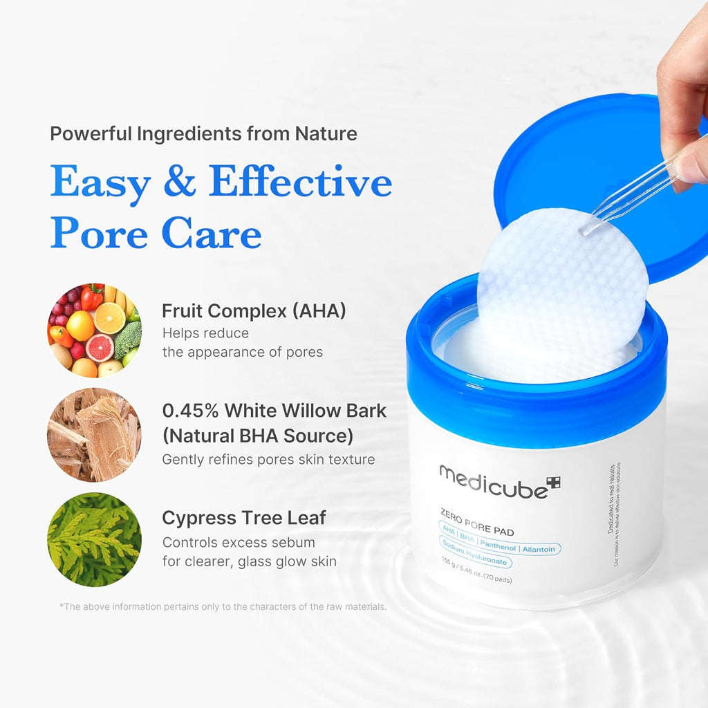 Toner Pads Zero Pore Pad 2.0 | Dual-Textured Facial Pad for Exfoliation and Pore Care with 4.5% AHA Lactic Acid, 0.45% BHA Salicylic Acid | Ideal for All, Korean Skin Care, 70 Pads (1 Pack)