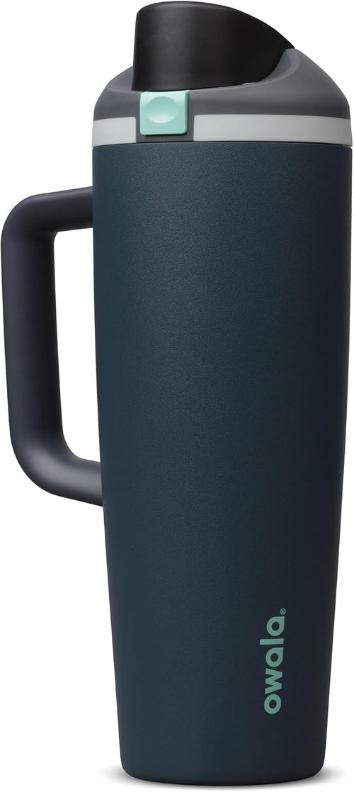 Owala Freesip Tumbler Stainless Steel Water Bottle 30 Oz Foggy Tide | Triple-Layer Insulation | Leak-Proof Lid with Push-Button | Double Threaded Lid for Left and Right Handed Drinking