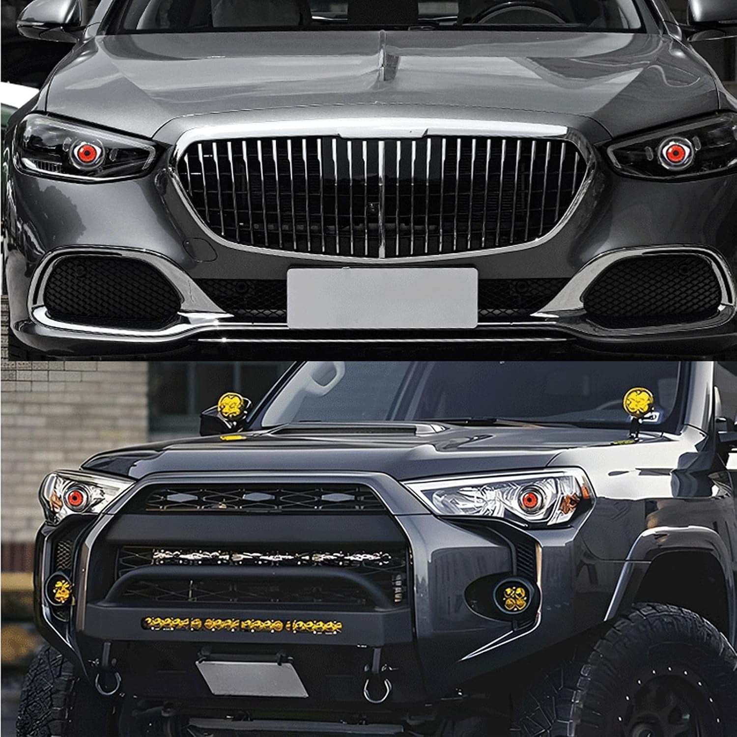 Dynamic Big Eye Ball Fog Lights, LED Adjustable Color 12V Devil Eyes with Lens Light up Big Eyeball Lights for Car for Any Car Model (2Pcs) Lens Style