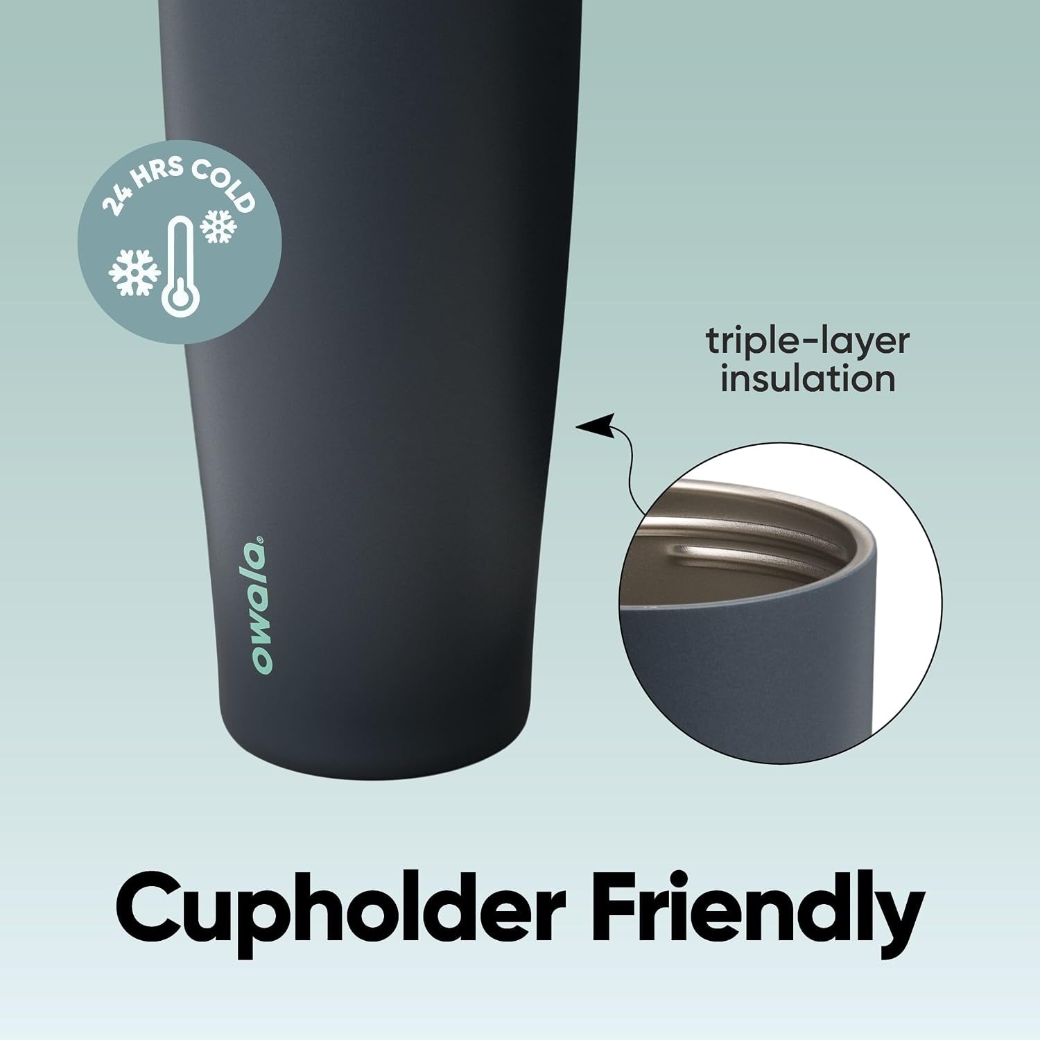 Owala Freesip Tumbler Stainless Steel Water Bottle 30 Oz Foggy Tide | Triple-Layer Insulation | Leak-Proof Lid with Push-Button | Double Threaded Lid for Left and Right Handed Drinking
